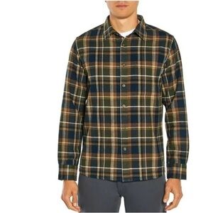 Eddie Bauer Button Down Shirt Green and Brown Plaid Flannel Everyday Casual M